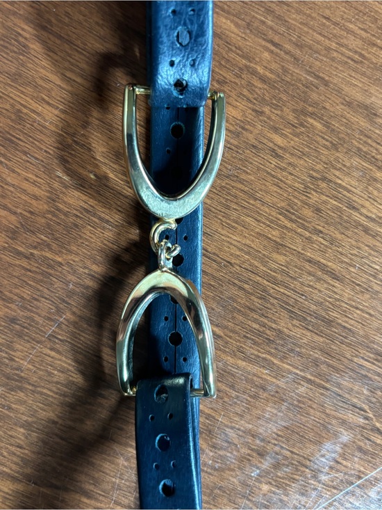 Handmade Accessories - Unique Handmade Dark Blue Leather Belt with Gold Hardware